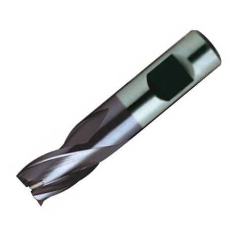 Europa Tools HSS-E End Mill - TiAlN Coated 3 Flute With Flatted Shank - Short Length Throw Away - 6.5mm