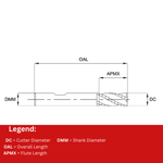 Europa Tools Powder Metal Roughing End Mill - Multi Flute Sabre Rougher - Extended Neck 45° Helix Fine Pitch - 4mm