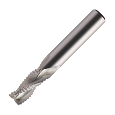 Europa Tools Carbide End Mill 3 Flute - Rougher Chamfer Edge - Standard Length For Aluminium - Plain Shank - ALU XP - 20mm