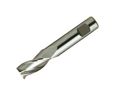 Europa Tools HSS-E End Mill - 3 Flute Centre Cutting with Flatted Shank - Short Length Throw Away - 8mm