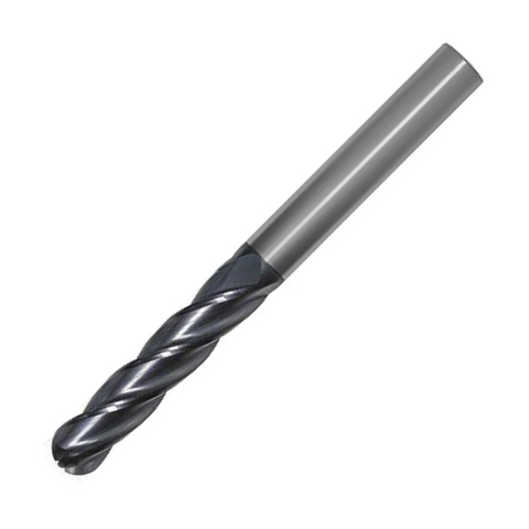 OSG Carbide 4 Flute End Mill Ball Nose TiAlN Coated - Extra Long Length Centre Cutting For General Applications - 3mm