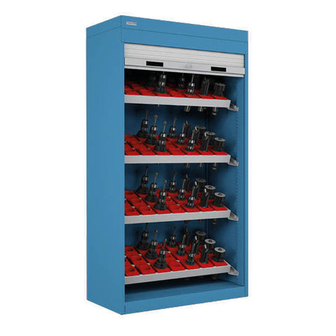 Polstore CNC Roller Shutter Cabinet - 4 Tool Holder Frames - No Toolholders - Light Blue - 1040mm(W) x 635mm(D) x 2000mm(H)