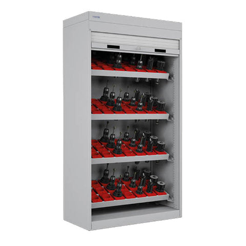 Polstore CNC Roller Shutter Cabinet - 4 Tool Holder Frames - CAPTO C6 - Light Grey - 1040mm(W) x 635mm(D) x 2000mm(H)