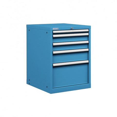 Polstore Cabinet - 5 Drawers 27x27EH - 90% Extension - Light Blue - 564mm(W) x 627mm(D) x 765mm(H)