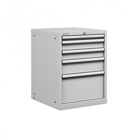 Polstore Cabinet - 5 Drawers 27x36EH - 90% Extension - Light Grey - 564mm(W) x 725mm(D) x 800mm(H)