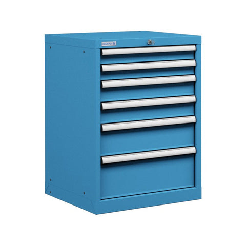 Polstore Cabinet - 6 Drawers 27x27EH - 90% Extension - Light Blue - 564mm(W) x 572mm(D) x 800mm(H)