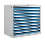 Polstore Cabinet Combo - 9 Drawers 54x36EH - 100% Extension - Light Grey/Light Blue - 1023mm(w) x 1000mm(h) x 725(d)