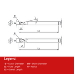 Widin Carbide End Mill - Ball Nose - 2 Flute - 2mm x 6mm Shank Dia