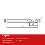 Widin Carbide End Mill - 2 Flute Regular Length - Ball Nose - 2mm x 50mm (6mmShank)