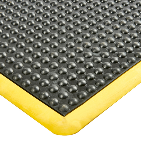 Work Well Mats Oil Resistant Bubble Top Mat Anti-Fatigue Mat - 900x1200x14mm (BK/YL)