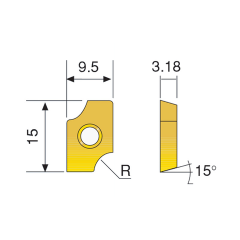 Omega Products Convex Corner Rounding Carbide Tin Insert - To Produce Concave Radius - XPCW2004MR45