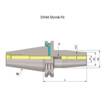 Omega Products DV40 Shrink Fit Chuck - G2.5 - 25,000 RPM - 25mm - 160mm Long