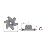 Y.T. Indexable T-Slot Cutter (3TR) - Metric - 12mm Diameter 6mm Width 4 Teeth 17mm Cutting Depth