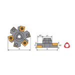 Y.T. Indexable T-Slot Cutter (3TS) - Metric - 60mm Diameter 6mm Width 6 Teeth