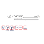 Axis Micro Carbide Drill - Uncoated Short flute length T3011 (3-5xD) - 2.11 Diameter