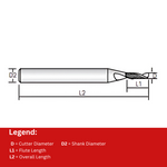 Widin Carbide End Mill For Aluminium & Non-Ferrous - Single Flute - 1.5mm x 8mm