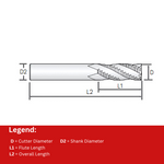 Widin Carbide Roughing End Mill For Aluminium & Non-Ferrous - 38Â° Helix -10mm x 40mm