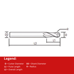 Widin Carbide End Mill For Mold & Die - 2 Flute High Precision - Ball Nose - 12mm x180mm x R6.0 (12mm Shank)