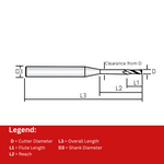 Widin Carbide Square End Mill For Mold & Die - 4 Flute Long Neck - 3mm x 18mm