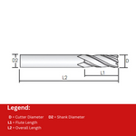 Widin Carbide Square End Mill For Mold & Die - 4 Flute Long Length - 16mm x 110mm x200mm