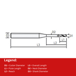 Widin End Mill 2 Flute Rib Processing Carbide Square Edge (ESRE71200810) - 0.8mmx 10mm