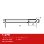 Widin Carbide End Mill For Mold & Die - 2 Flute Straight Ball - 6mm