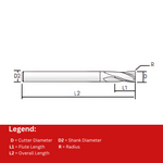 Widin Carbide Corner Radius End Mill For Mold & Die - Variable Index 4 Flute - 6mmx R2