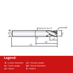 Widin Carbide Corner Radius End Mill For Mold & Die - Variable Index 4 Flute -1.5mm x 4mm X R0.3