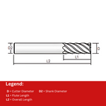 Widin Carbide End Mill - 6 Flute 50Â° Helix Regular Length - 20mm