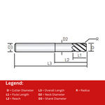 Widin Carbide End Mill - 4 Flute Finishing For Mold & Die - 5mm