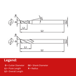 Widin Carbide Radius End Mill - 2 Flute Long Shank - 12mm x 2.5mm (12mm Shank)