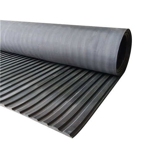 Work Well Mats Heavy duty slip resistant directional ribbed surface rubber mat - Broad Rib - 1200x1000x6mm (BK/NA)