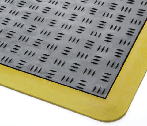 Work Well Mats Anti-Fatigue Mat - Underside Suction Cup Design - Euro-Mat - 1200x1700x13mm (BK/YL)