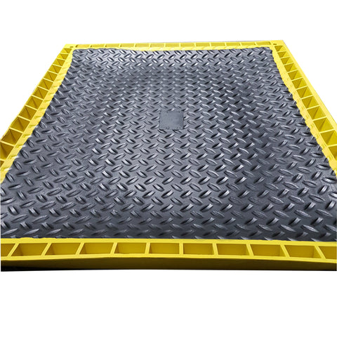 Work Well Mats Solid Rubber Boot Dip Mat - Foot Bath Mat - 980x810x48mm (BK/YL)