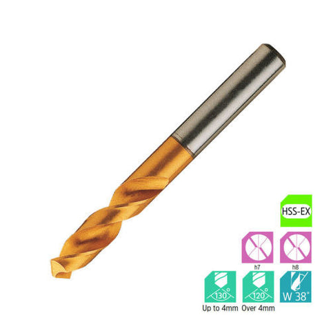 Europa Tools Stub Drill - HPD-SUS HSS TiN Coated - 3.6mm