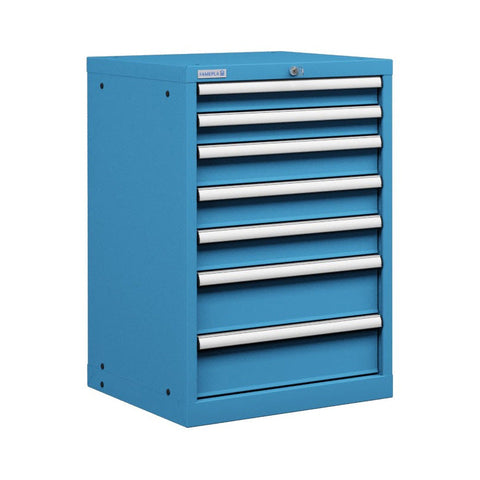 Polstore Cabinet - 7 Drawers 27x27EH - 100% Extension - Light Blue - 564mm(W) x 572mm(D) x 850mm(H)