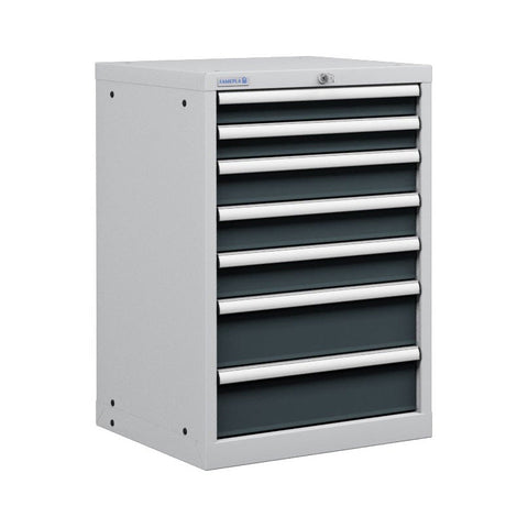 Polstore Cabinet - 7 Drawers 27x27EH - 90% Extension - Light Grey/Dark Grey - 564mm(W) x 572mm(D) x 850mm(H)