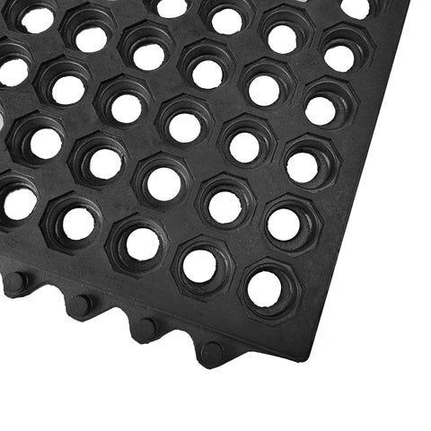 Work Well Mats Heavy Duty Rubber Interlocking Tile - Link-Tile Open Top - 910x910x16mm (BK/NA)