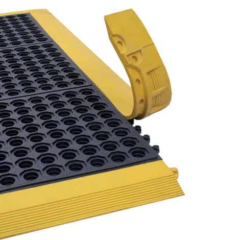 Work Well Mats Interlocking Ramped Yellow Edge - For Use With Interlocking Rubber Tiles - 75x910x16mm (NA/YL)