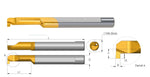 Carbide Tiny Tool - Grooving - MGR - K20 Grade - Minimum Diameter 5.1mm x 1.5mm Groove Width x 22mm Reach