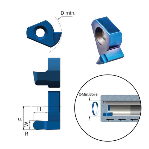 Carmex Small Indexable Carbide Insert Face Grooving Full Radius External - T10 - 12mm Min Bore - 3mm Width - R1.5