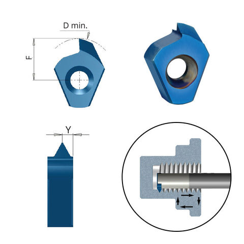Carmex Small Indexable Carbide Threading Insert - Full Profile ISO - T8 - M14, M17 x 2