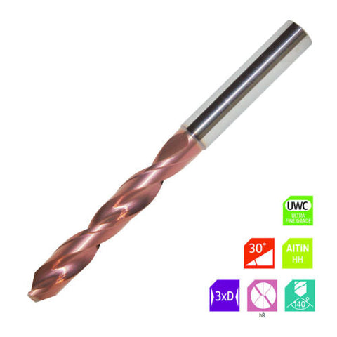 Widin Carbide Drills Solid 5xD AlTiN Coated - 6.6mm