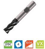 Europa Tools Powder Metal End Mill - 4 Flute Multiple Helix - 25mm