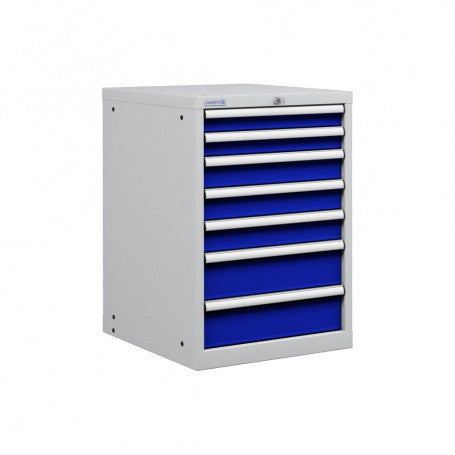 Polstore Cabinet - 7 Drawers 27x36EH - 90% Extension - Light Grey/Dark Blue - 564mm(W) x 725mm(D) x 850mm(H)