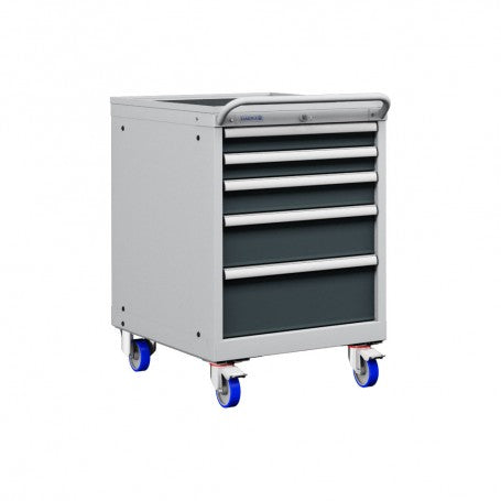 Polstore Mobile Cabinets - 5 Drawers 27x36EH - 100% Extension - Light Grey/Dark Grey - 572mm(W) x 780mm(D) x 872mm(H)