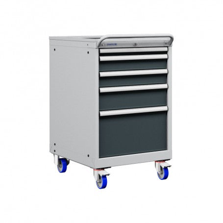 Polstore Mobile Cabinet - 5 Drawers 27x36EH - 100% Extension - Light Grey/Dark Grey - 572mm(W) x 780mm(D) x 972mm(H)