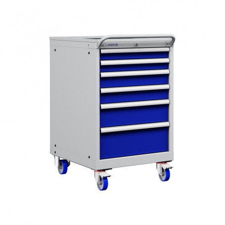 Polstore Mobile Cabinet - 6 Drawers 27x36EH - 100% Extension - Light Grey/Dark Blue - 572mm(W) x 780mm(D) x 972mm(H)