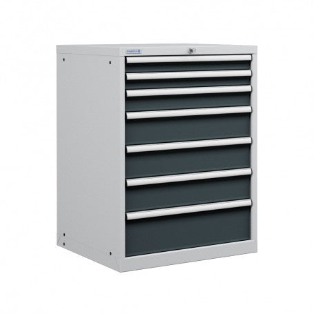 Polstore Cabinets - 7 Drawers 36x36EH - 100% Extension - Light Grey/Dark Grey - 717mm(W) x 725mm(D) x 1000mm(H)