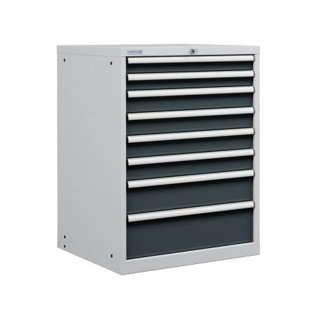 Polstore Cabinet - 8 Drawers 36x36EH - 90% Extension - Light Grey/Dark Grey - 717mm(W) x 725mm(D) x 1000mm(H)